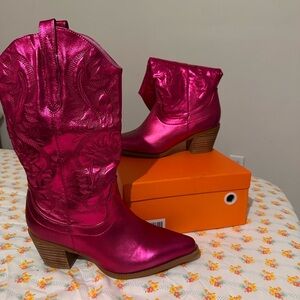Metallic Hot Pink Cowboy Boots